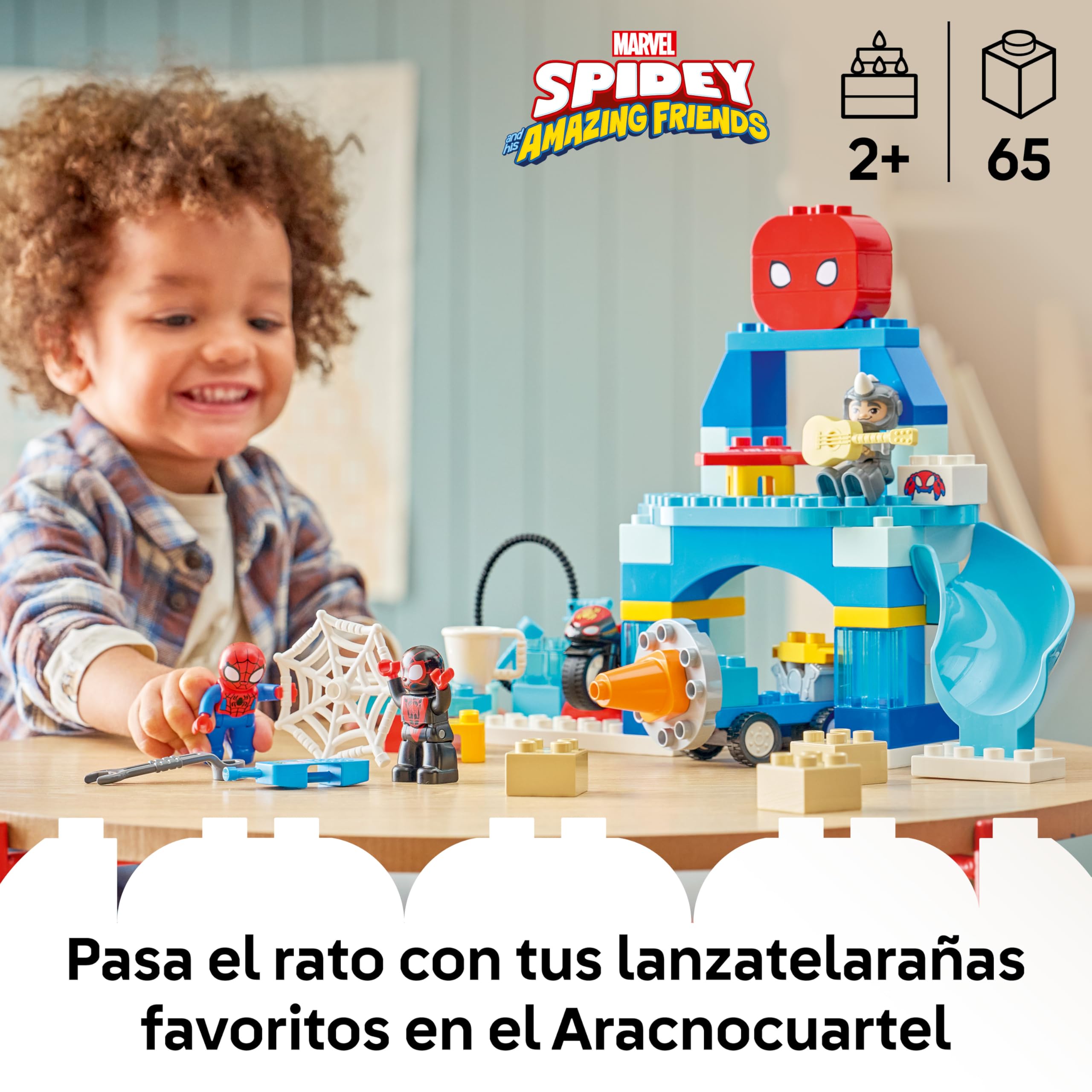 LEGO Duplo Marvel Aracnocuartel de Spidey y su Superequipo – Superhéroes de Juguete con Moto y 3 Figuras – Juego Educativo para la Motricidad Fina – Regalo para Niños de 2+ Años – 10464