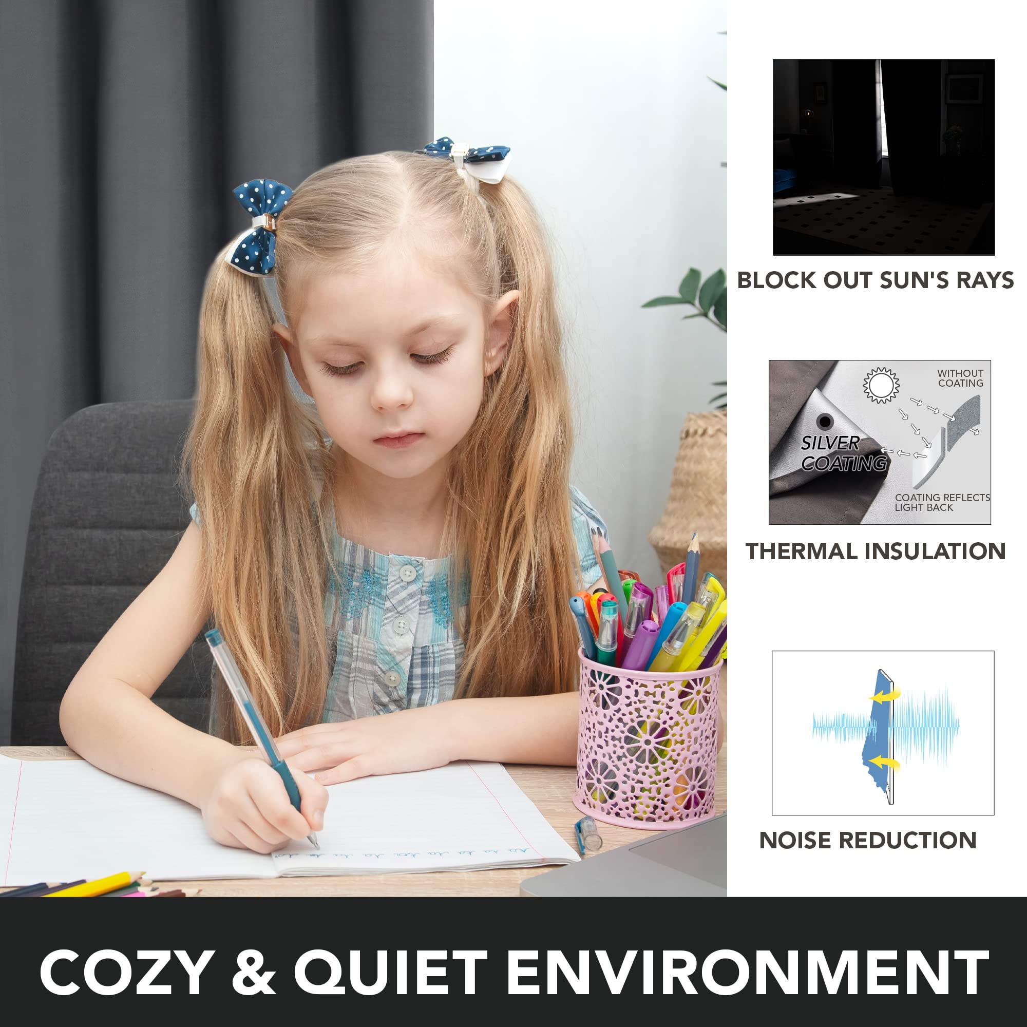 Deconovo Blackout Drapes for Bedroom Curtains 108 Inch Length