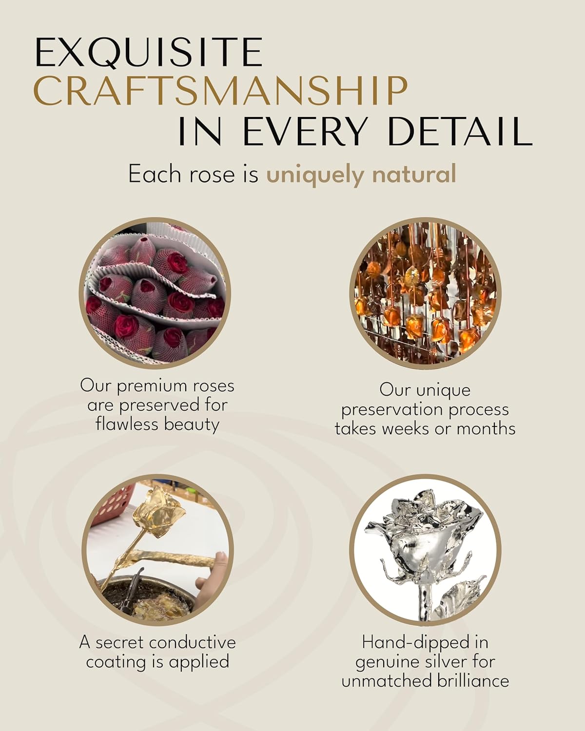 Forever Rose Real Rose Dipped in Silver, Handcrafted Preserved Rose in Clear Glass Bud Vase and Luxury Gold Gift Box, Romantic Gift for Her, Elegant Keepsake for Anniversary, Birthday, or Any Occasion - Image 6