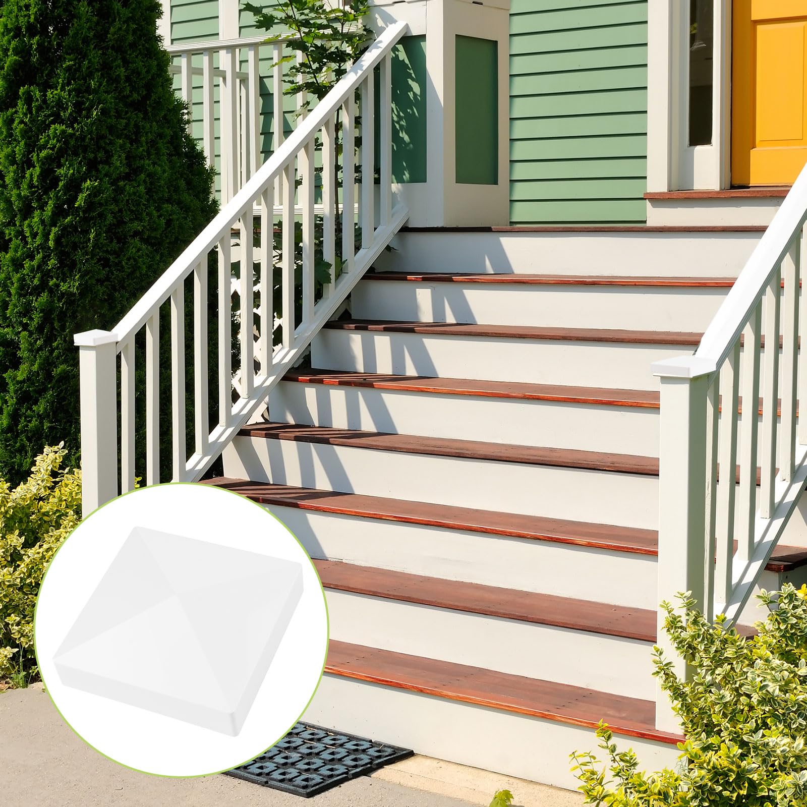 Tapones de PVC para postes de 5 x 5 pulgadas, 6 tapas de valla blancas impermeables y resistentes a los rayos UV para protección de postes de madera