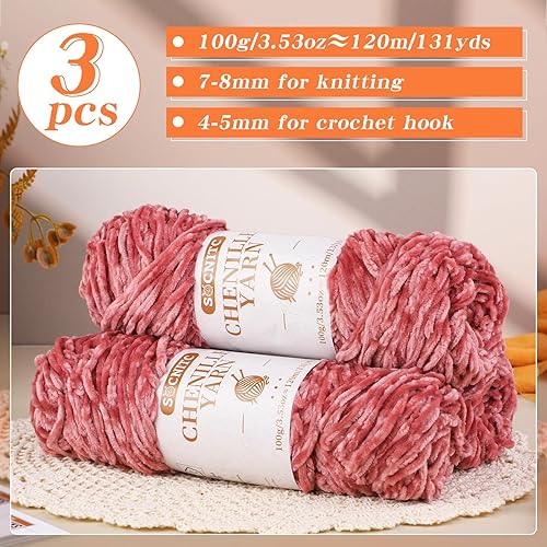 Miniatura 2 de 3 hilos de felpilla suave de 3.53 onzas, para tejer, hilo para manta suave con agujas de ojo grande para tejer, hilo de felpilla suave para tejer