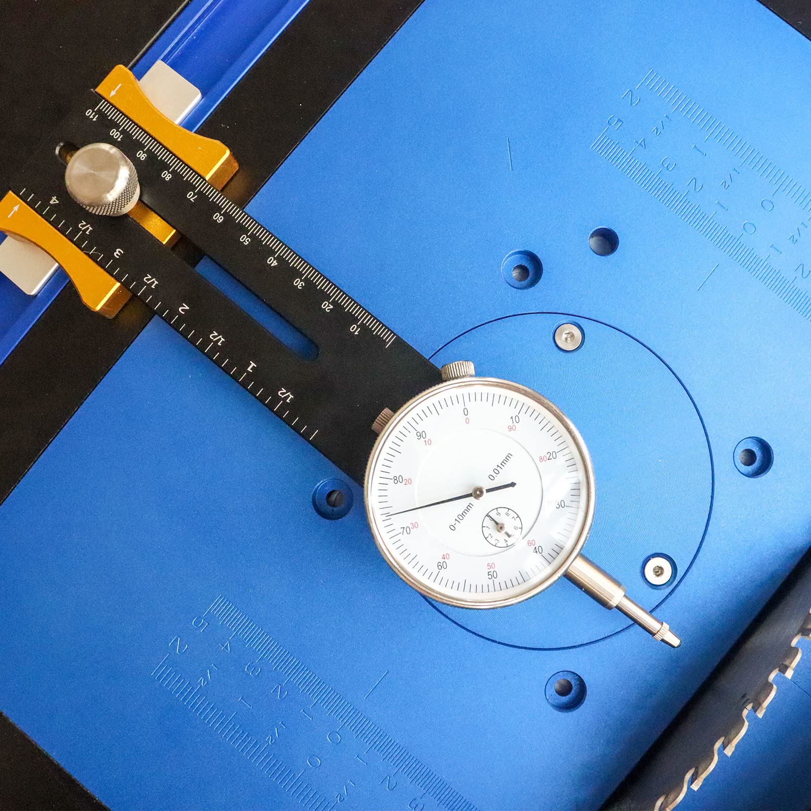 Tischkreissägen-Messgerät mit digitaler Anzeige, Tischkreissägen-Messgerät mit 4 Zoll langer eloxierter Aluminiumstange A-Line It-Basisset zum Ausrichten und Kalibrieren von Werkstattmaschinen wie T