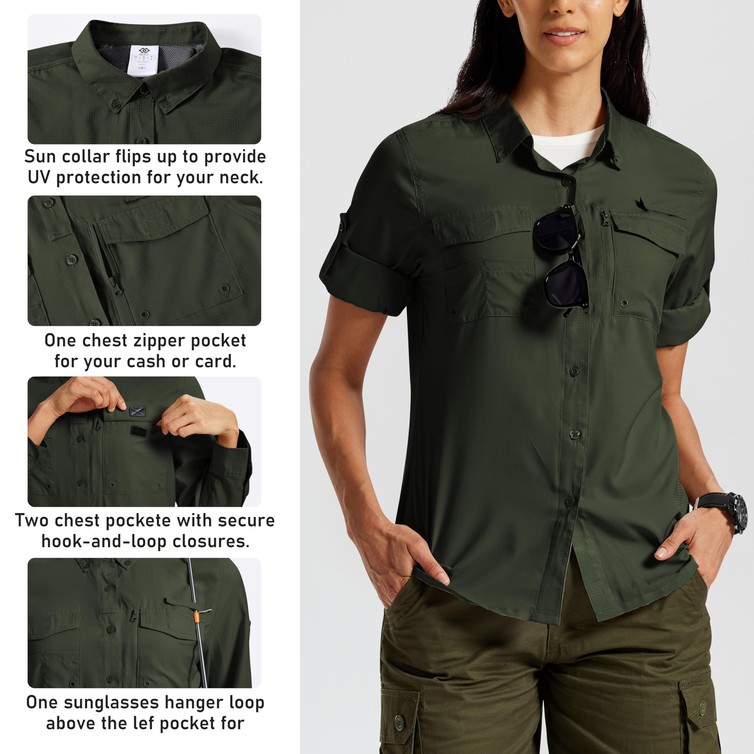 MoFiz Camisa para Mujer Blusa UPF50+ Funcional Camisa de Senderismo para Exteriores