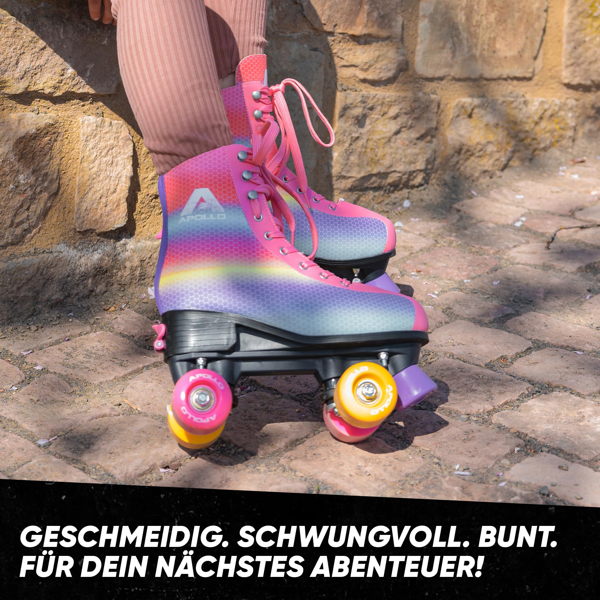 Apollo Disco Roller, Classic Roller | Rollschuhe für Kinder und Erwachsene | größenverstellbare Quad-Skates, 3 Größen, verstellbar von 31 bis 42 | Rollschuhe Damen in schicken Designs