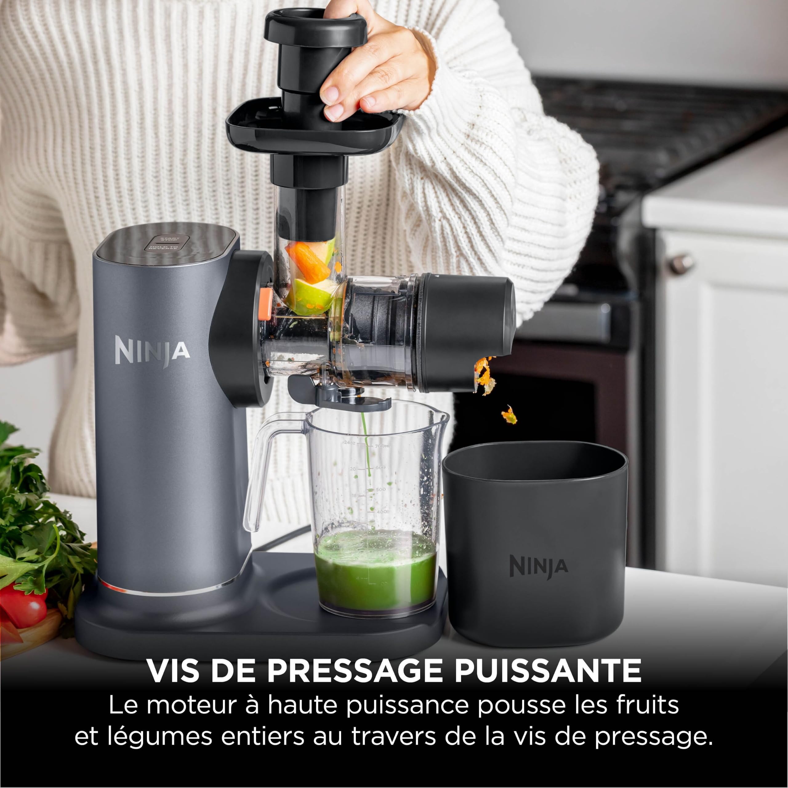 Ninja Extracteur de jus à pression à froid, 700 ml, 1,1 l, Gris JC151EU