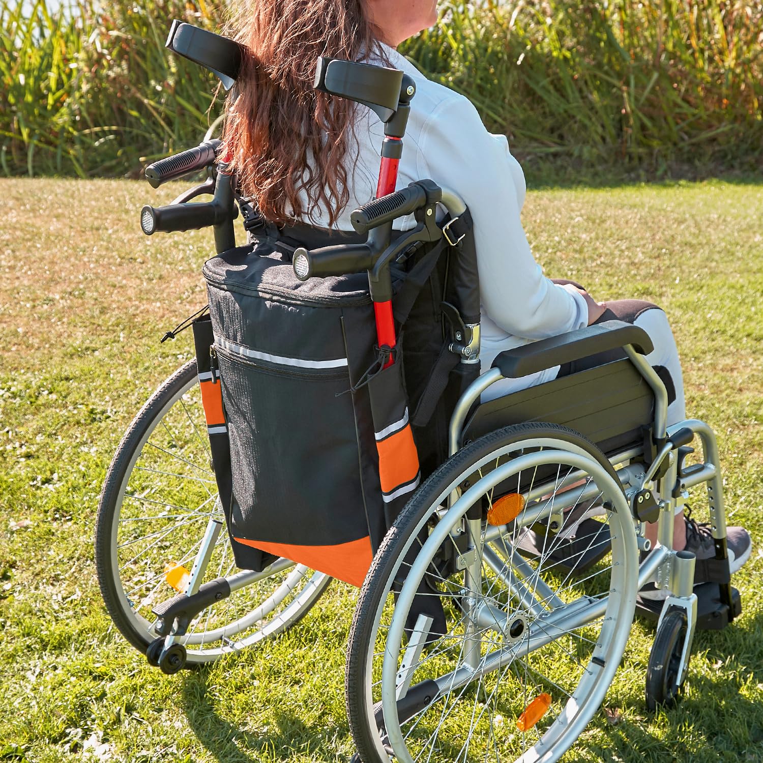 Biscay - Bolsa para muletas de movilidad - Naranja | Bolsas de movilidad para scooter Bolsa de silla de ruedas Soporte para bastón de patinete y silla de ruedas y movilidad Bolsas y cestas Accesorios