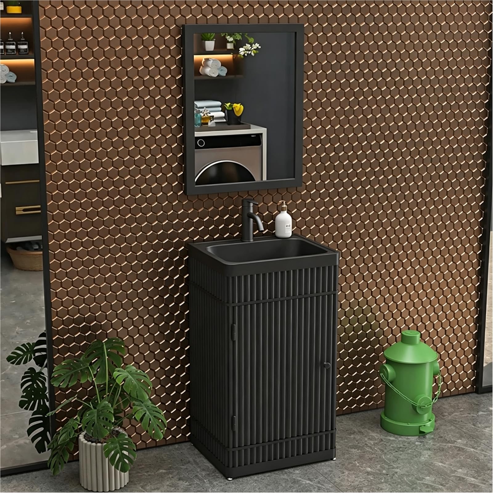 ZTGL Pedestal Sink Rectangular Basin Freestanding Sink Cabinet