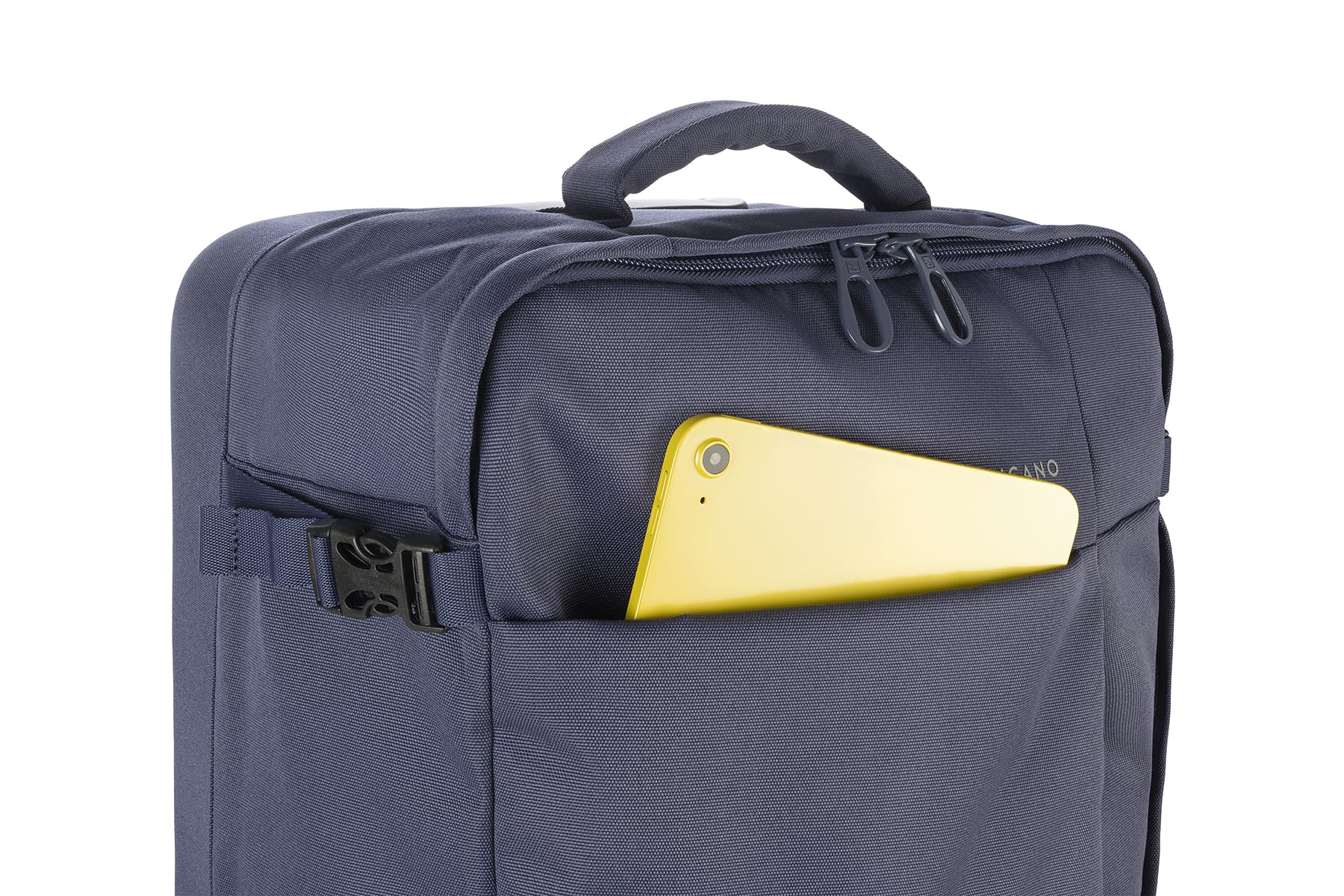 Tucano, Tugò Trolley Valigia Media da Stiva 36x63x20 cm, Trolley Medio con Tasche Frontali, Ruote Silenziose e Maniglia Telescopica, 45L, Blu