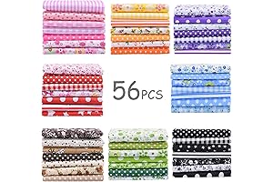 56 Pieces of Floral Printed 9.8"x 9.8" Cotton Squares Ideal for Sewing and Quilting Projects