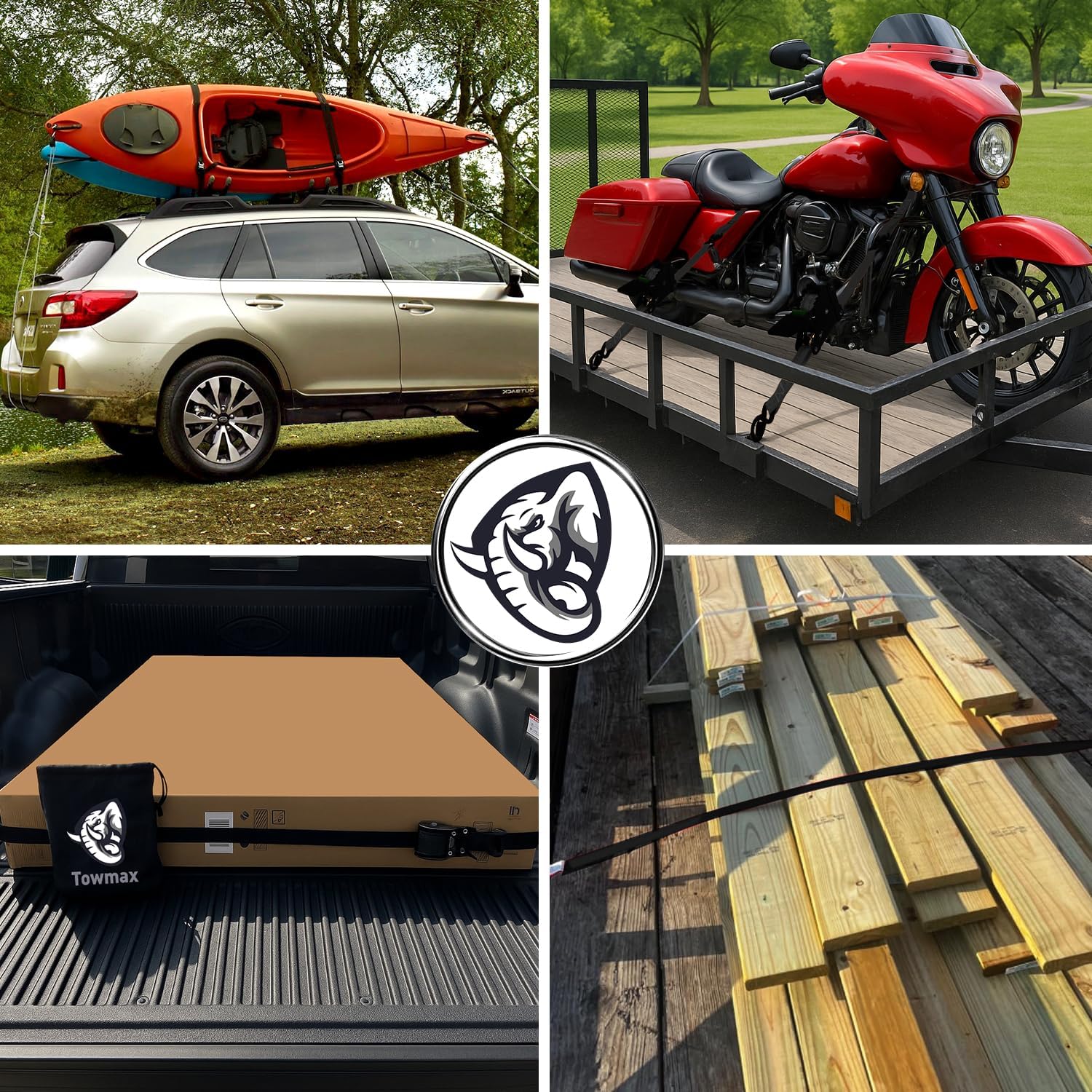 Retractable Ratchet Straps(4 Pack) - 1in x 10ft Self Retracting Ratchet Straps with Soft Loops, 1,500 lbs Break Strength Retractable Tie Down Straps, Easy Retract for Motorcyle, Cargo, Truck, Trailer - Image 8