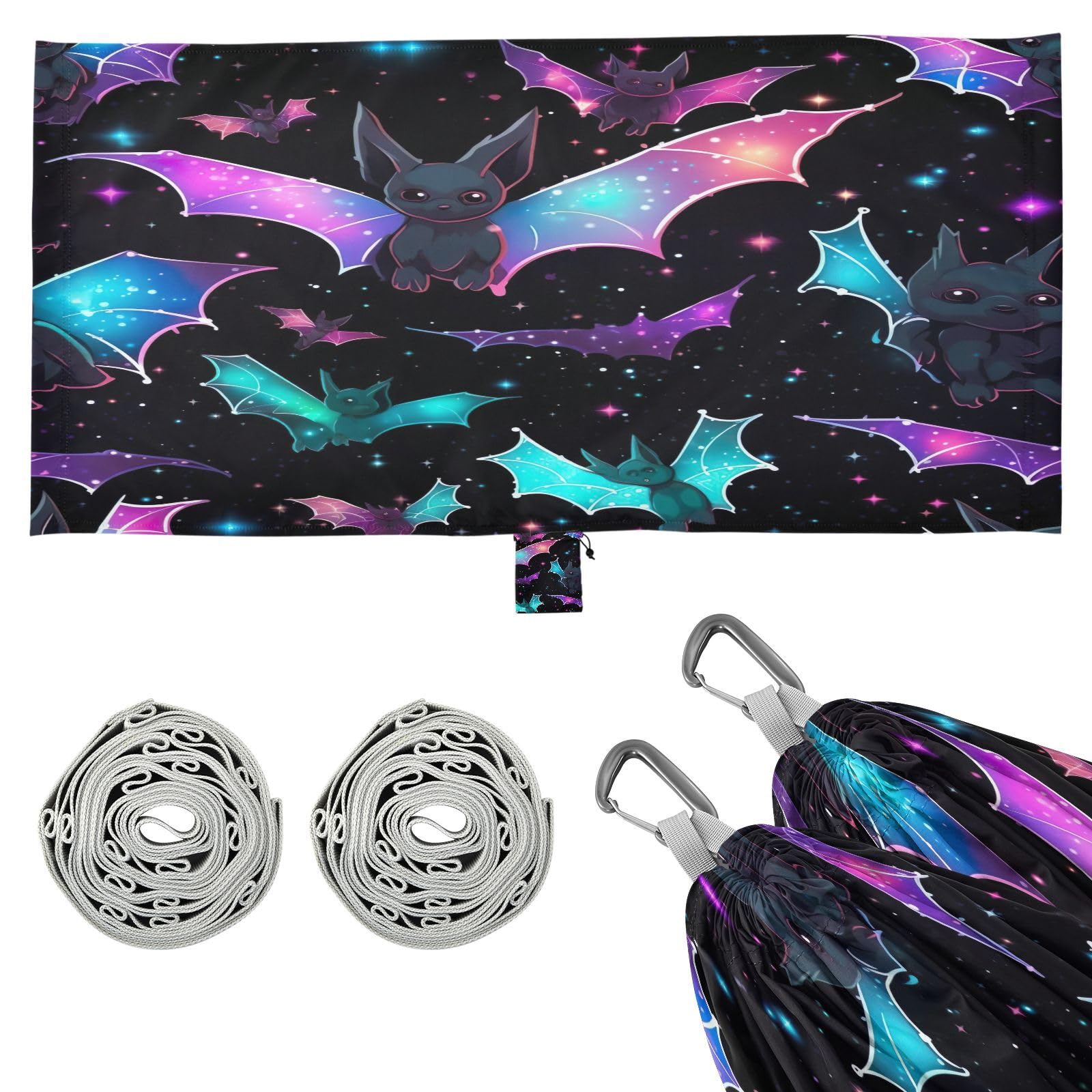 ATTX Colorful Bat Camping Hammock - Lightweight & Portable Hammocks, Heavy Duty 330lbs Capacity for Indoor, Hiking, Backpacking, Travel, Backyard, Beach#431