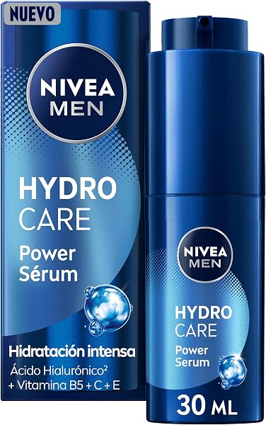 NIVEA MEN HydroCare Power Serum 30 ml - Sérum de Hidratación Intensa con Efecto Prolongado 72h - Protege de la Sequedad - Con Macro y Micro Ácido Hialurónico, Vitaminas B5, C y E - Todo Tipo de Piel