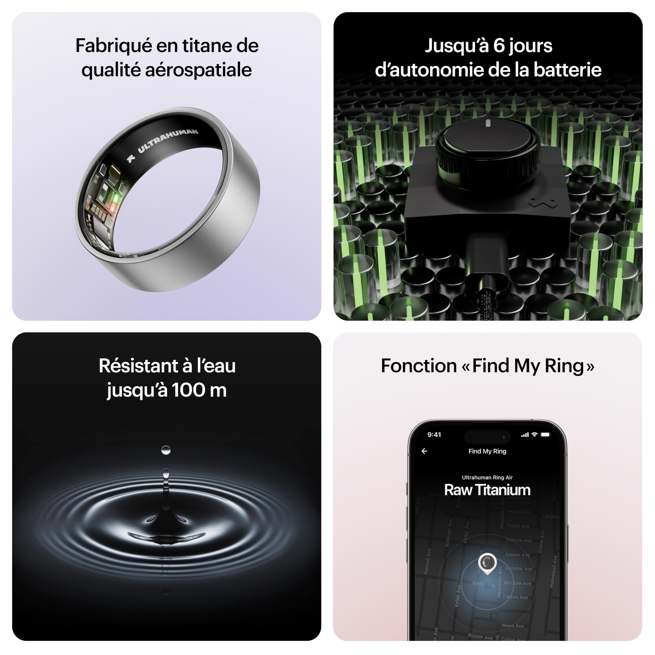 ULTRAHUMAN Ring AIR – Bague connectée de Suivi de santé, Choisissez d’Abord Votre Taille grâce au kit de Mesure ; Suivi du Sommeil ; Bague Intelligente pour Hommes et Femmes (Titane Brut, 13)