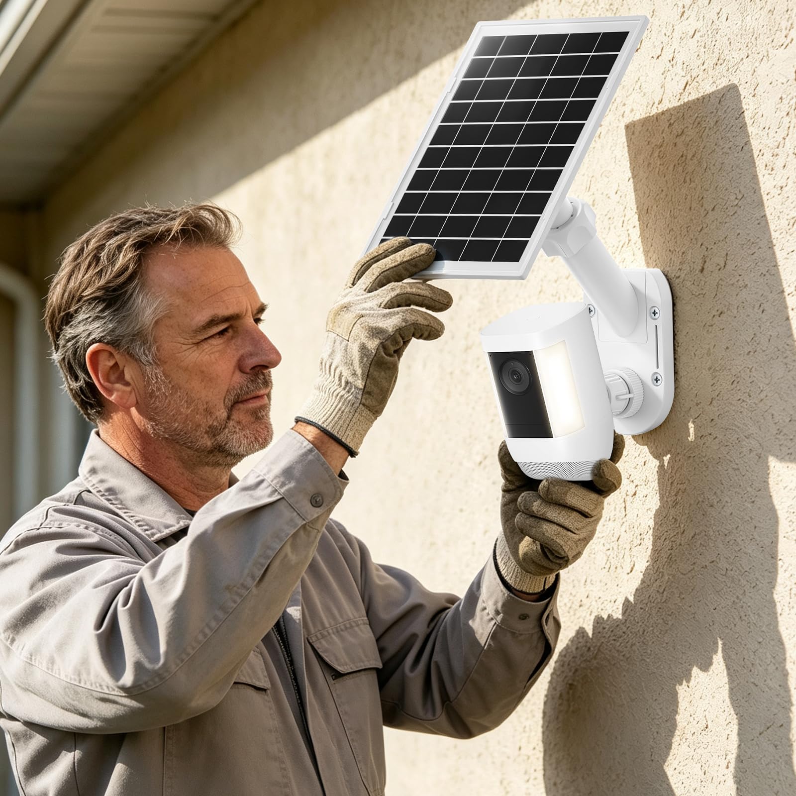 Pannello solare e supporto da parete 2 in 1 per Ring Cam, caricatore solare da 7 W compatibile con anelli Spotlight e Stick Up Outdoor Cam Batteria, Supporto per telecamera di sicurezza per esterni