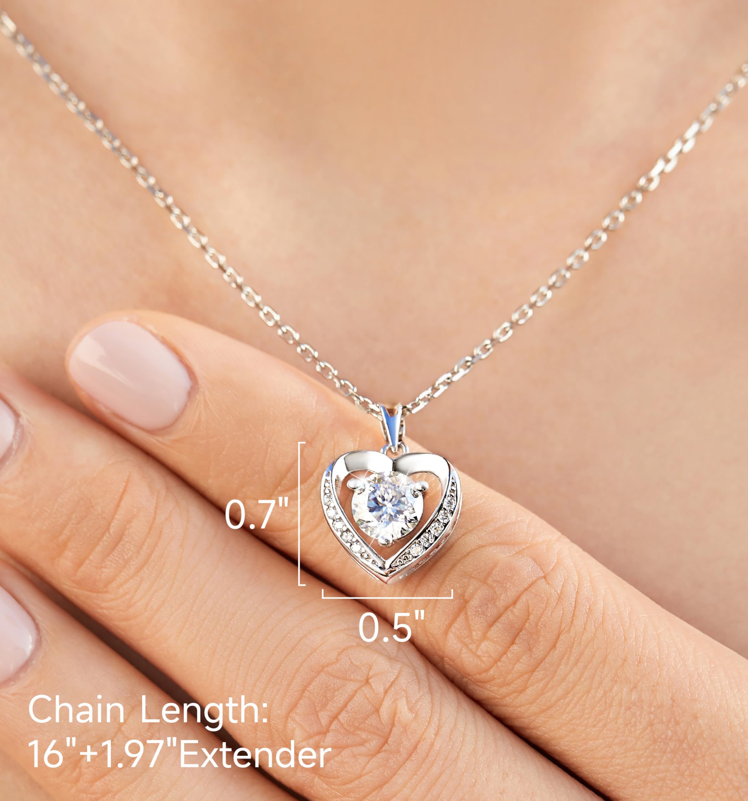 MomentWish Collar Mujer Corazón, 0.5/1/2 Quilates Moissanite Diamante Colgante Oro Rosa Plata de Ley 925 Hipoalergénico Joyas de Regalo para Esposa Mamá Novia