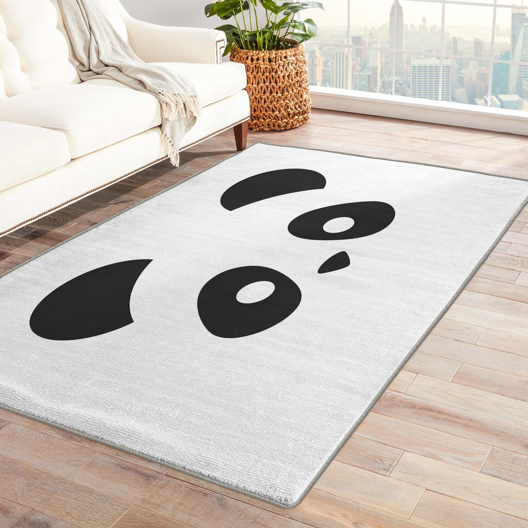Panda Rug for Girls Bedroom - Panda Rug & Home Decor - 4x5 Rug - Cute Rugs for Living Room Bedroom - Kawaii Carpet - Washable Non Slip Soft Low Pile