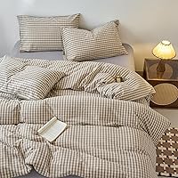 Vista 48 de Juego de funda de edredón de algodón a cuadros tamaño matrimonial, juego de ropa de cama a cuadros de estilo moderno de 3 piezas para hombres