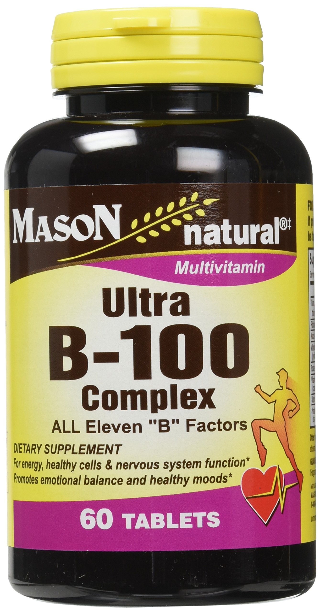Mason Vitamins Ultra B 100 Complex All Eleven "B" Factors Tablets, 60 Count