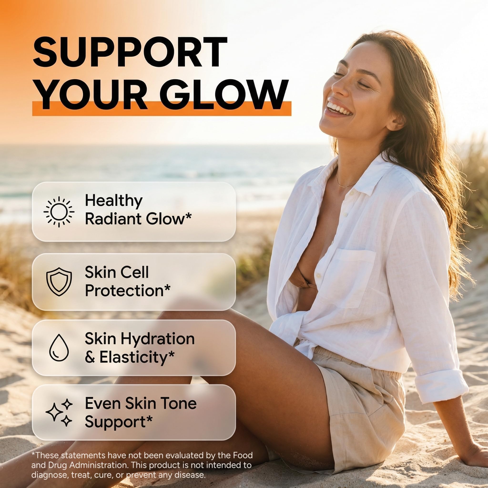 Sunless Glow Lycopene Beta Carotene Tanning Gummies Astaxanthin Vitamin C D E Flax Seed Selenium Amla l Tyrosine PABA Black Pepper 60 Count Strawberry Banana Flavor By Clean Nutra — Amazon image 2