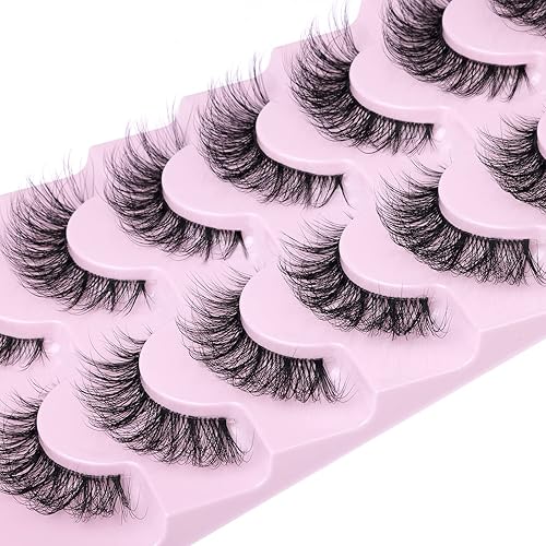 Vista 57 de Pestañas postizas rusas de tira de pestañas rizadas en D, aspecto natural, pestañas de visón sintético, como extensión de pestañas, esponjosas