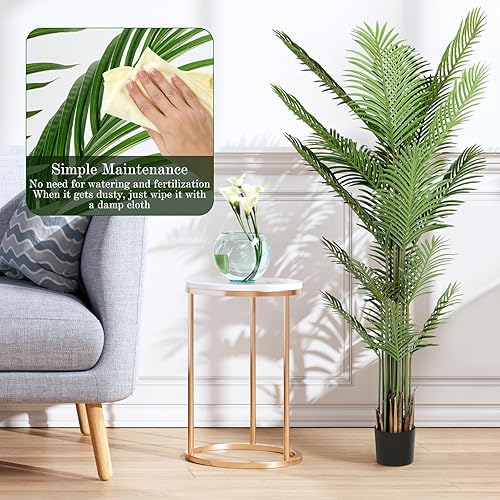 Miniatura 5 de Qriocioa Palmera artificial de areca de 6 pies, palmera artificial de areca tropical con 20 troncos, plantas de imitación Dypsis Lutescens perfectas