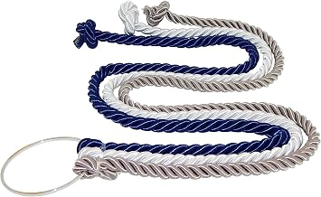 Cord of Three Strands, Wedding Knot, Ceremony Rope, Dark Silver, White, Navy Braids