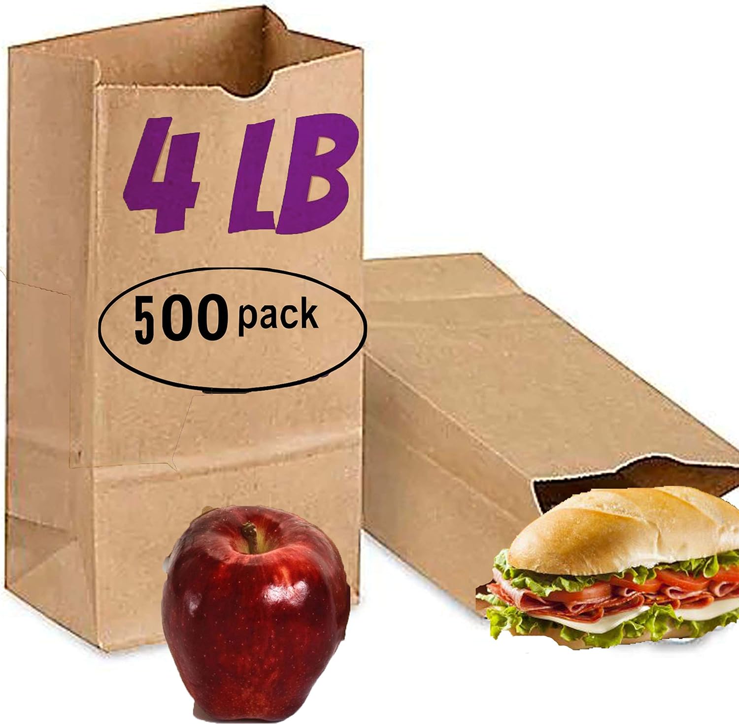 pizety 500 brown paper lunch bags 4 lb brown paper sacks