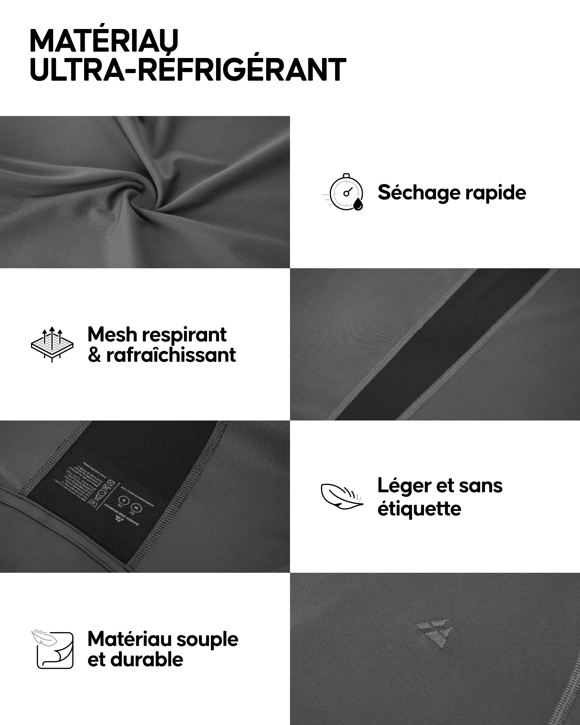DANISH ENDURANCE T-Shirt de Compression à Manches Longues, Séchage Rapide pour Hommes, Maille Respirante, pour la Course & l'Entraînement, Lot de 2