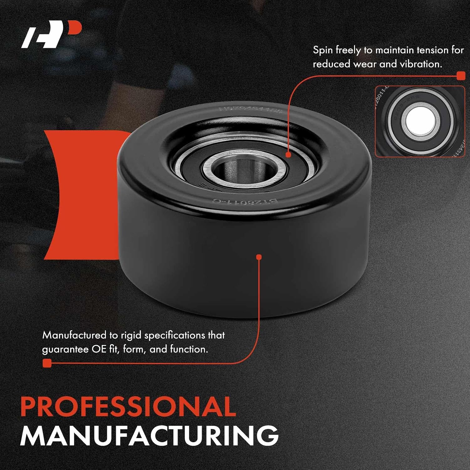 A-Premium Belt Idler Pulley Compatible with Chevrolet Colorado & GMC Canyon & Freightliner Cascadia & Hummer H3, H3T & Isuzu i-280, i-290, i-350, i-370 & Toyota MR2 Spyder & Western Star 4900SA