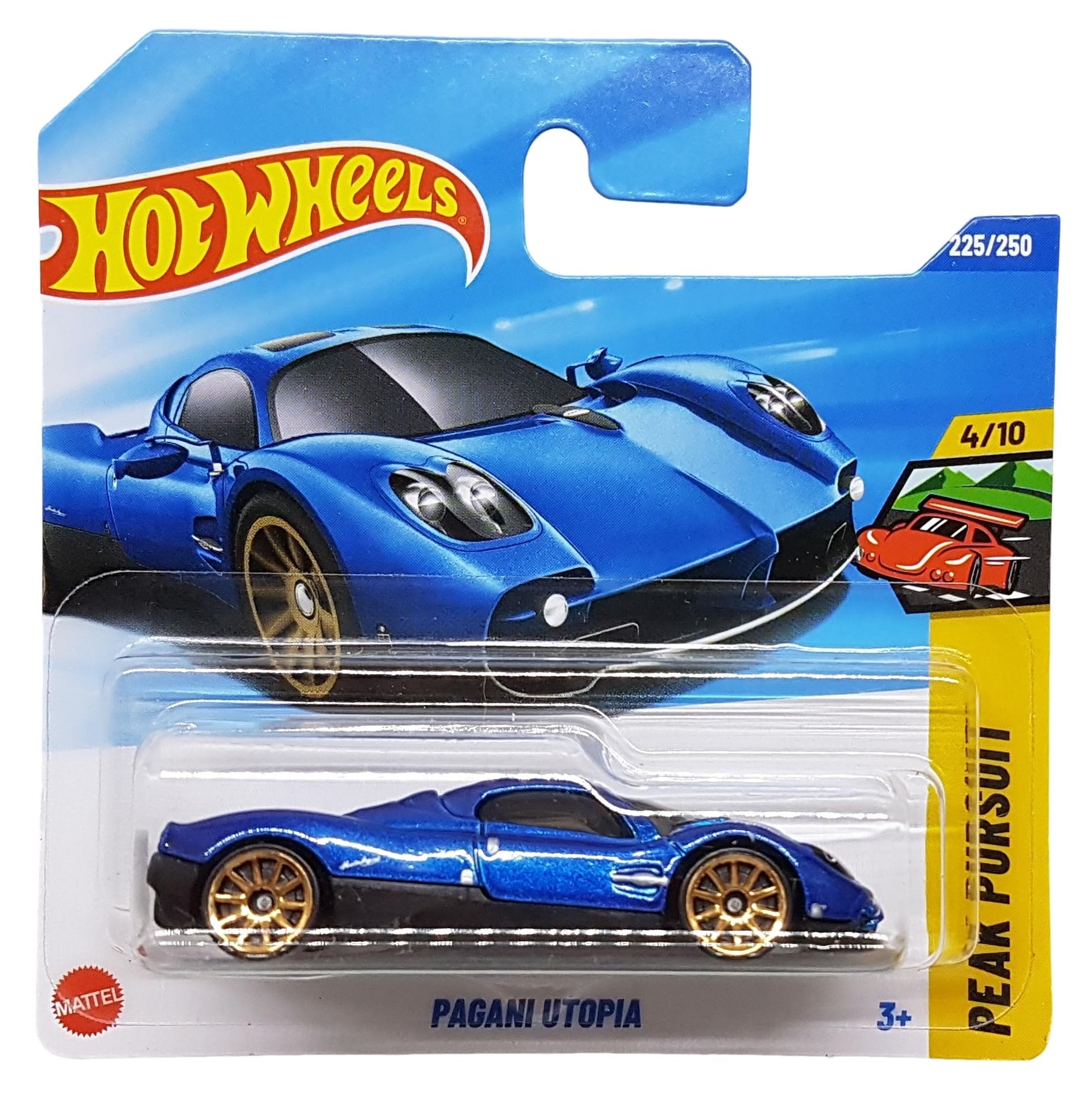 Hot Wheels, Pagani Utopia, Peak Persuit 4/10, JBB38, Short Card, Blue Metallic, Mattel 2025-1:64, Metallic Blue, 1:64 Scale
