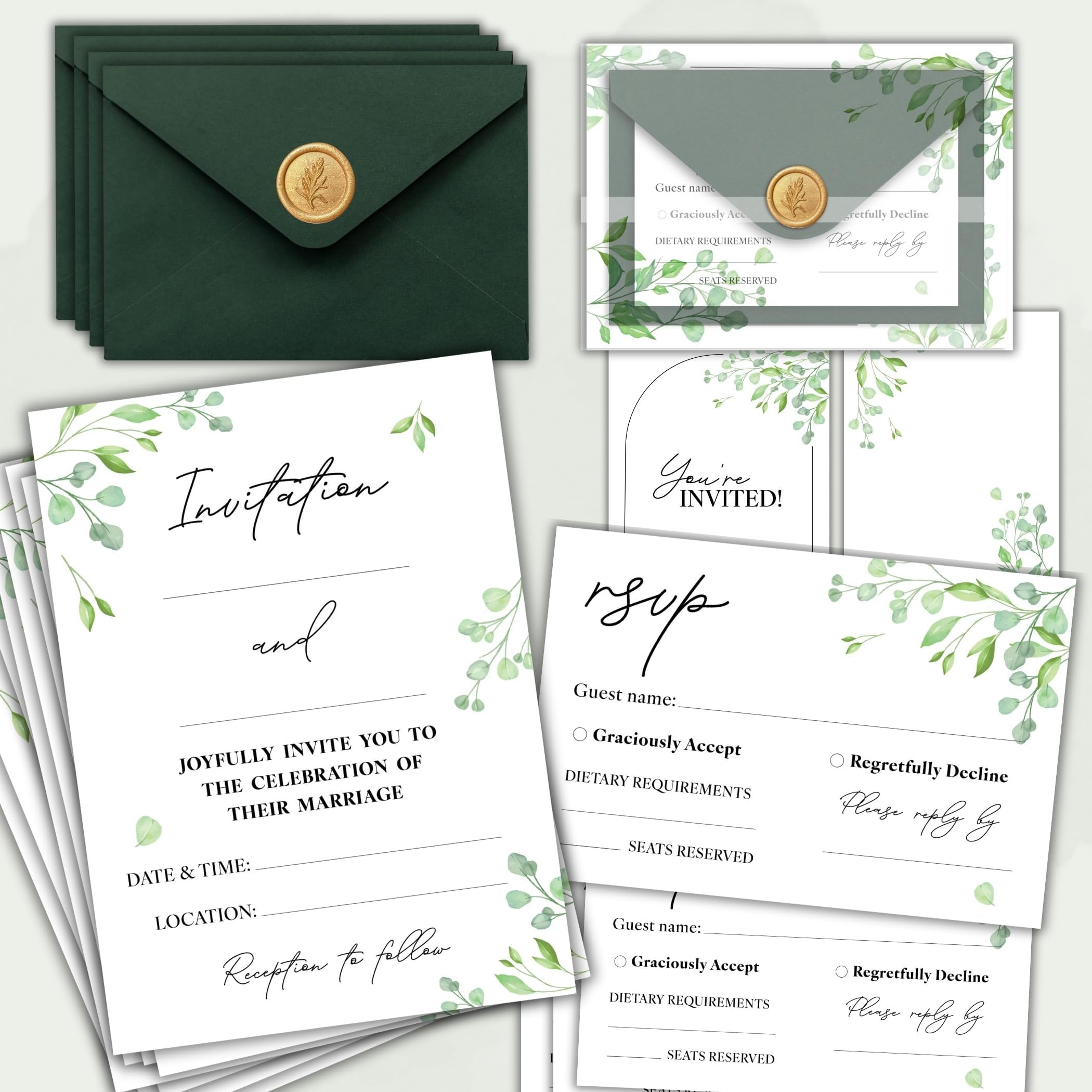 Wedding Invitations With Envelopes And Rsvp Cards - 30 Pcs Boho Marriage Invitation Cards, Wedding Invitation Kit, Invites Cards For Reception