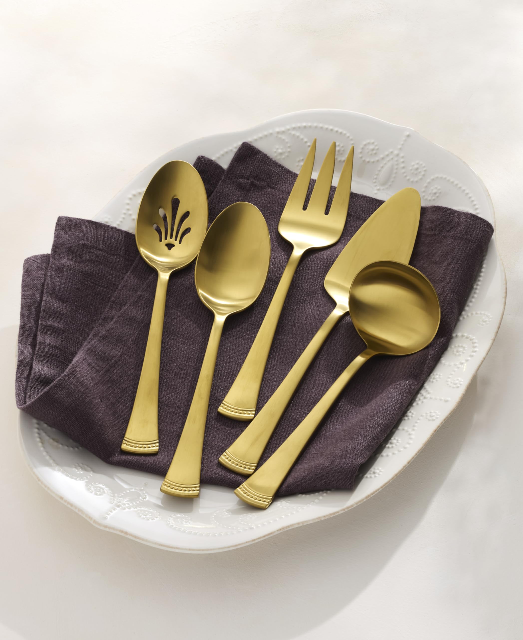 Amazon.com | Lenox Silverware Set, Portola Satin Gold 5-Piece
