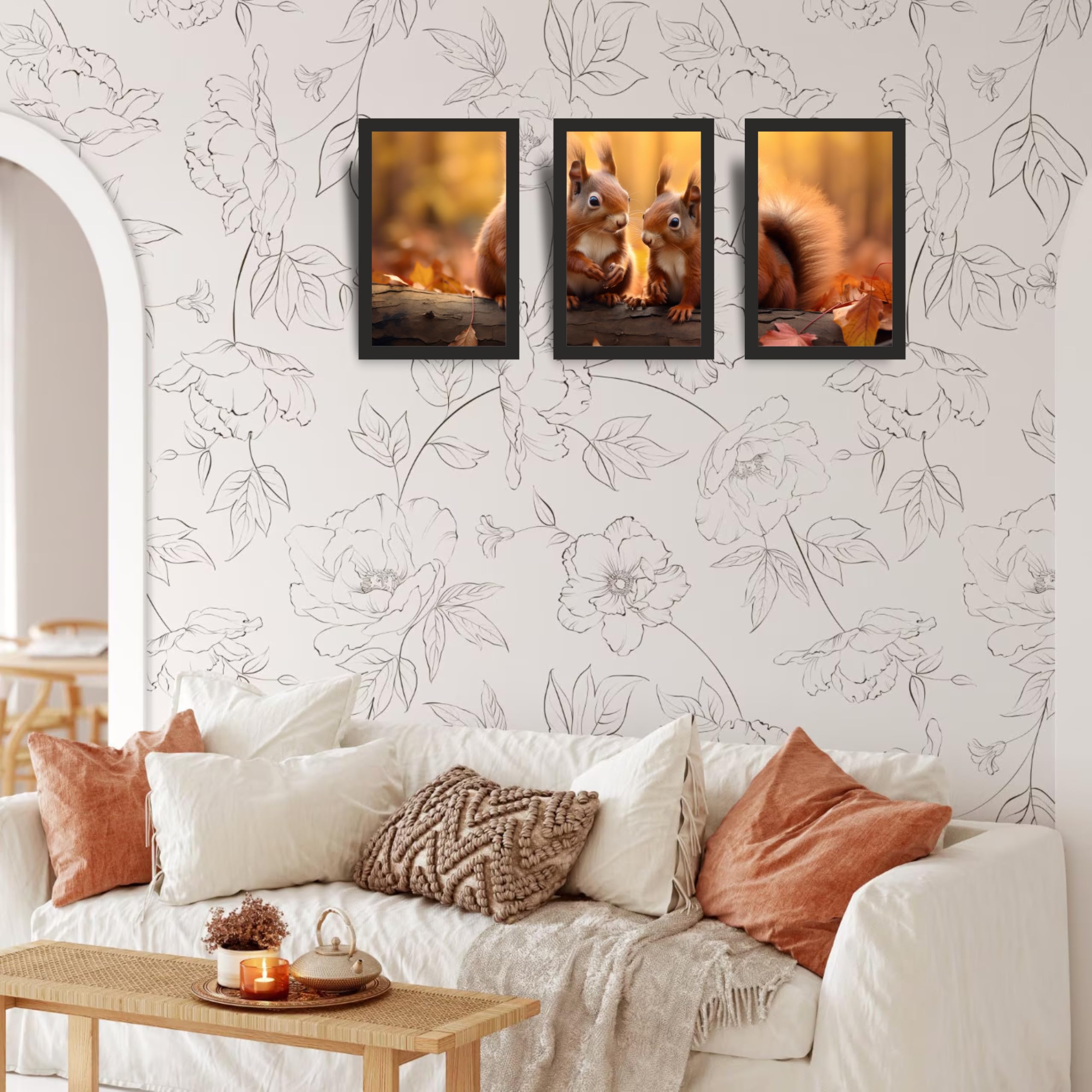 Cute Squirrel Wall Art Set of 3