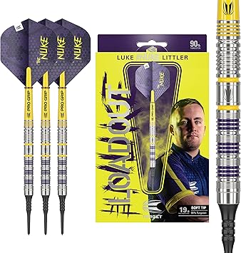 Target Darts Luke Littler Loadout Steel Tip Swiss Point Darts, 90% Tungsten Dart, 22G/23G/24G | Steel Tip Dart Set, Player Edition Swiss Points Dart Sets with Tool, Pro Grip Shafts & No.2 Flights