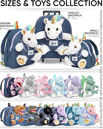 Miniatura 8 de Naturally KIDS Mochilas - Mochila para niños y niñas con animales de peluche - Regalos para niños y niñas de 3, 4, 5 años, 03 Unicornio Blanco,