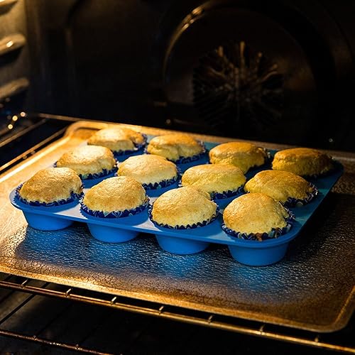Miniatura 5 de Bandeja de silicona para magdalenas, juego de moldes para hornear cupcakes, 12 tazas, molde para magdalenas, antiadherente, sin BPA, apto para