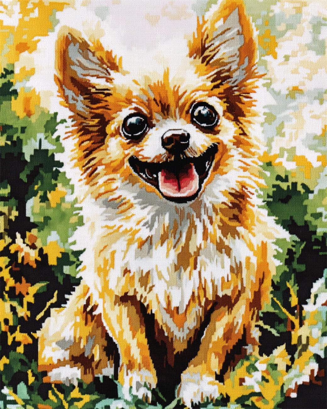 AxiangziK DIY Embroidery Kit Chihuahua Portrait 11CT 40x50cm