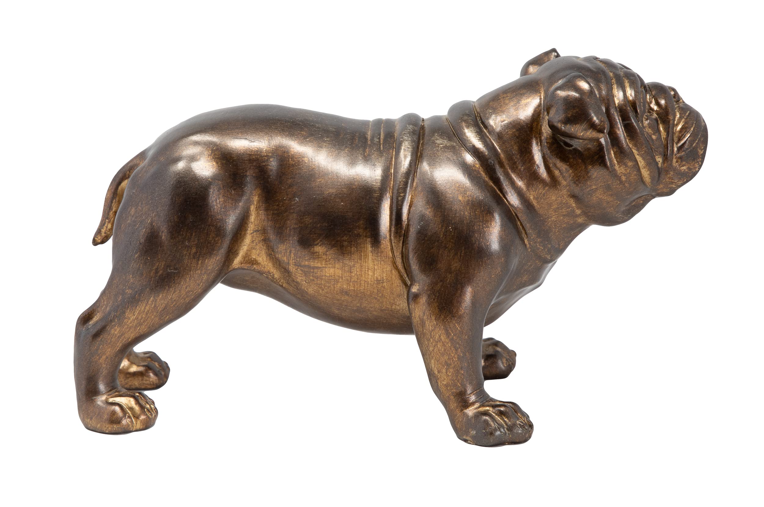 Sculpture en résine bronzée bouledogue britannique décoration classique chien debout finition bronze antique