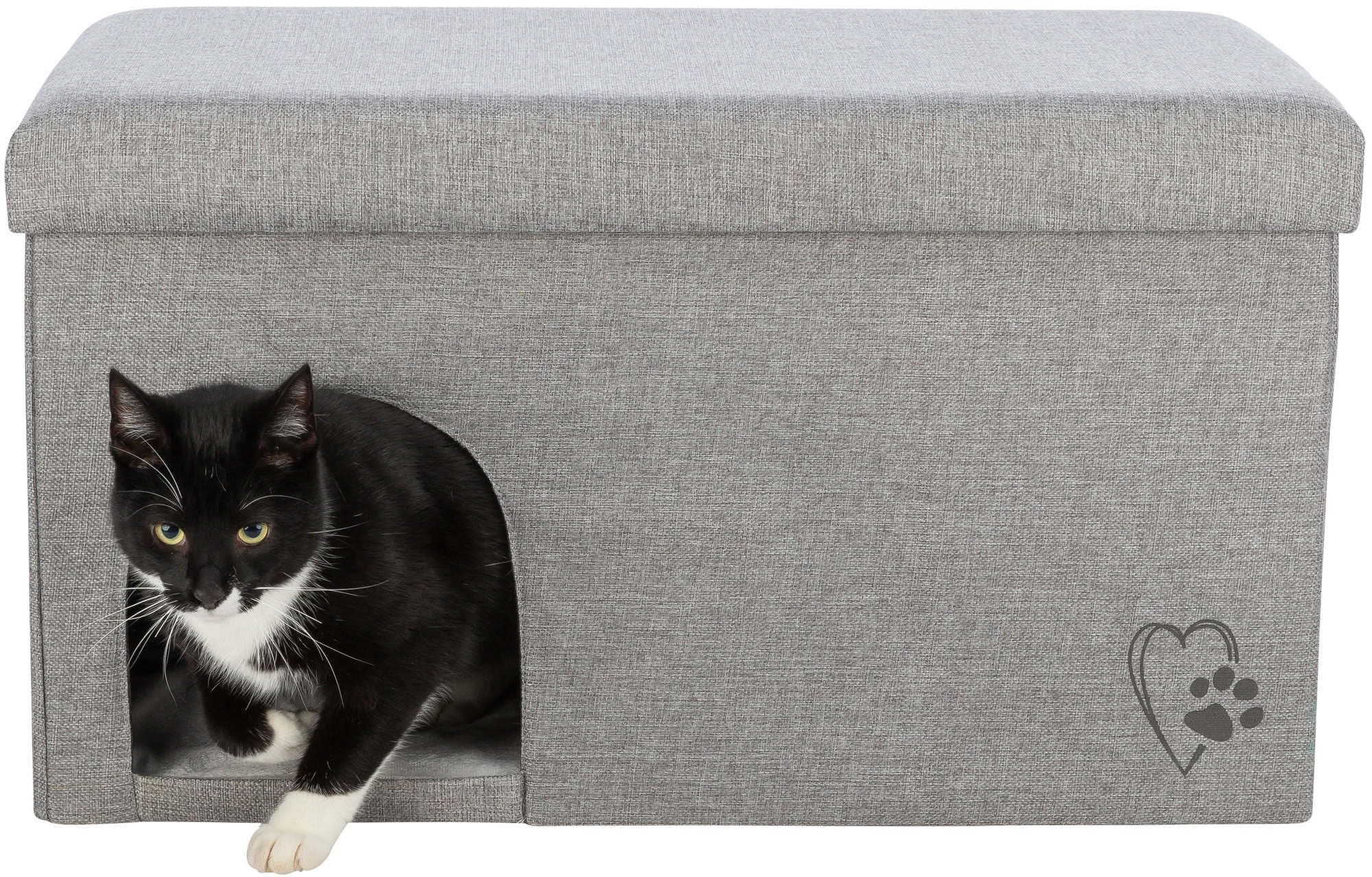 TRIXIE Katzenhöhle Kimy, kuschelig & waschbar – 72 x 40 x 40 cm, hellgrau | Gemütlicher Rückzugsort mit weichem Kissen – für große Katzen, kuschelig, pflegeleicht und angenehm weich