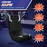 X Rocker Eclipse Vidéo Chaise de jeu avec haut-parleurs d'appui-tête intégrés, Bluetooth sans fil, pliable, cuir végétalien, 275 Lbs Max, Amazon Exclusive, Noir et Argent