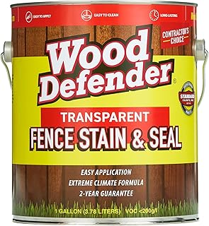 Wood Defender Transparent Fence Stain and Seal Oxford Brown 1-Gallon | Oil-Based Exterior Fence Coating | Long-Lasting Color Protection for Wood Fences