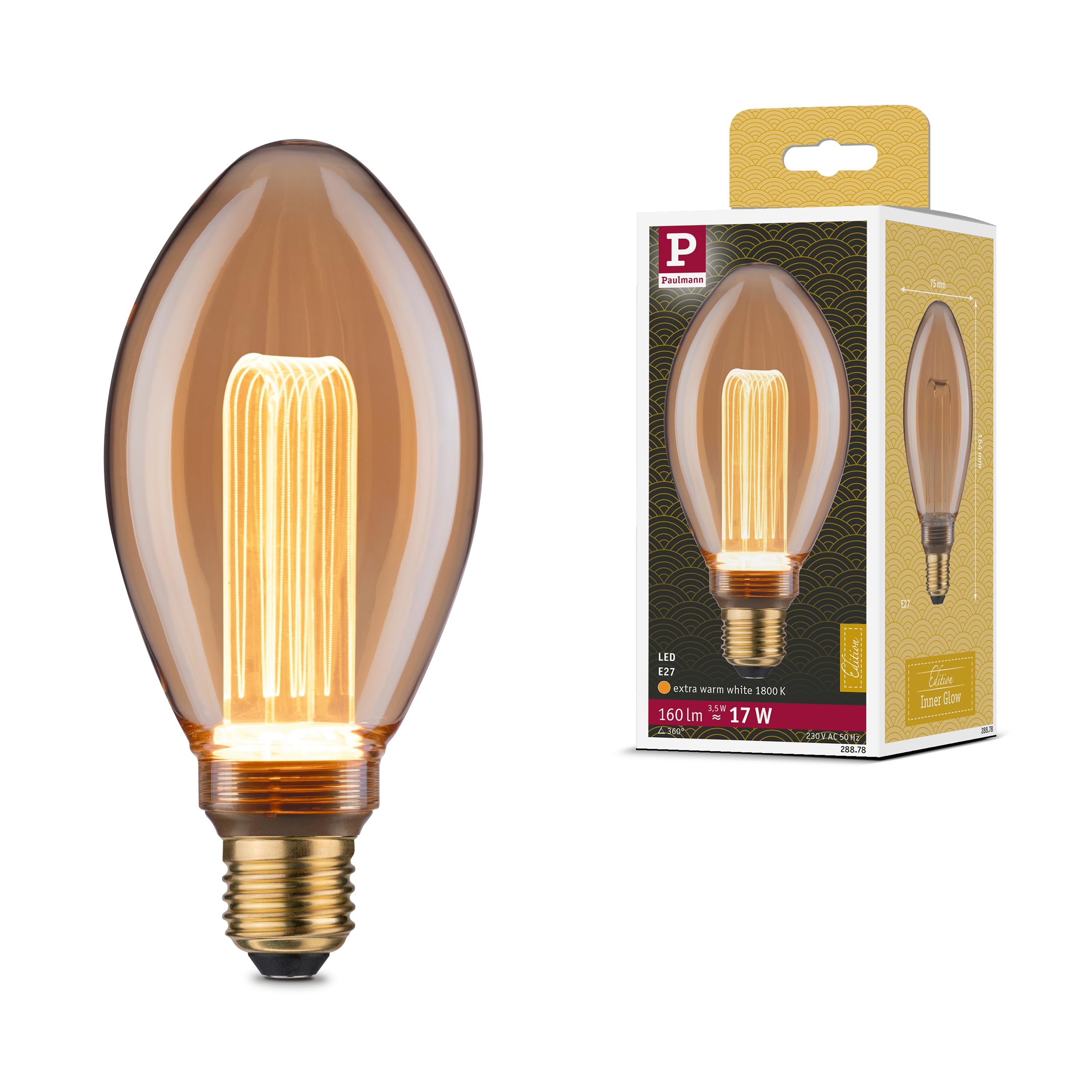 Paulmann 28878 LED lamp Inner Glow Edition Bulb B75 160lm Gold 3.5W Lamp Gold 1800K E27
