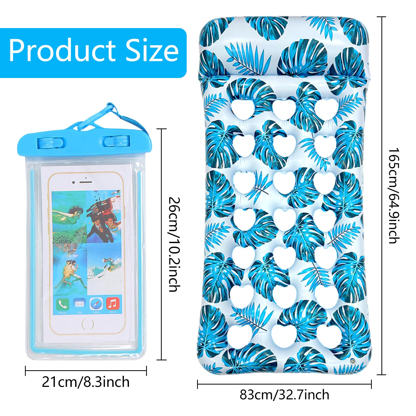 Colchoneta Piscina Adultos, Hamaca Inflable para Piscina, Hamaca de Agua, Colchoneta Hinchables para Piscina, Colchoneta Agua con Agujeros, Tumbona Hinchable de Agua para Fiesta Playa Piscina