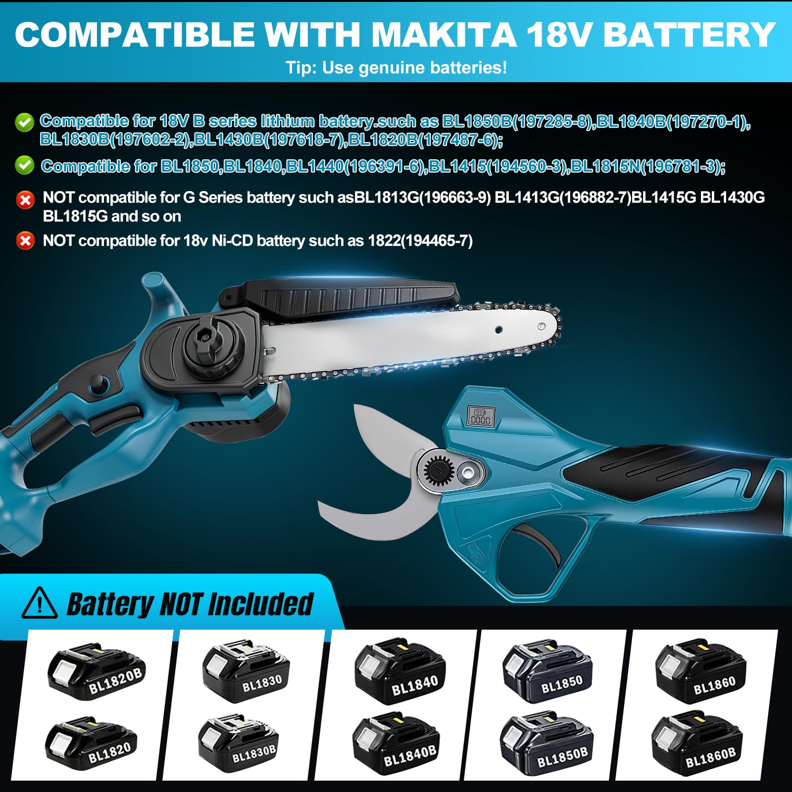 Juego de Sierra de Barra 6'' para Makita 18V (sin Batería) (con Tijera)