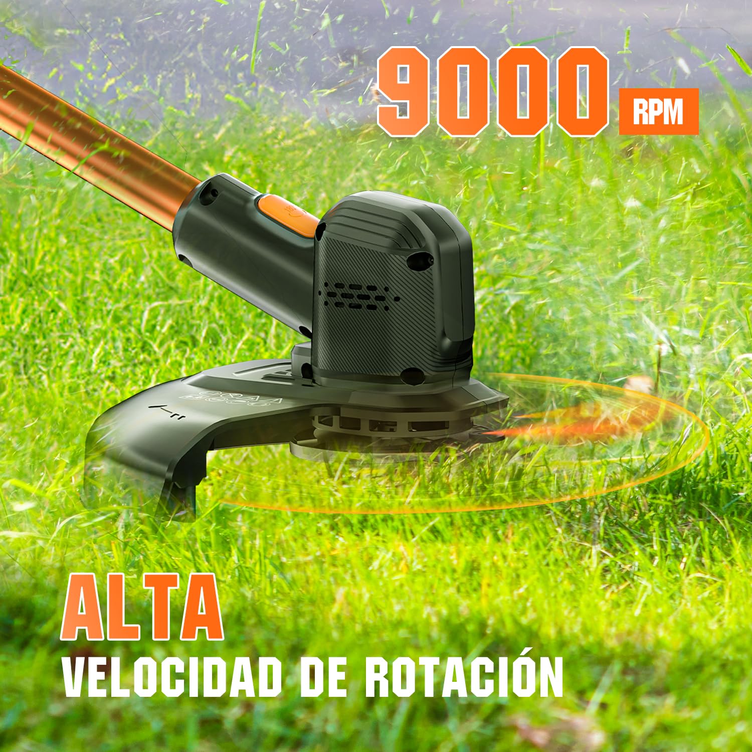 Litheli Desbrozadora a Batería 20V, 25 cm, Desbrozadora Eléctrica con Motor de Alta Potencia, Batería de 10000 mAh, Ideal para Jardines, Césped y Poda en Exteriores, Desbrozadora