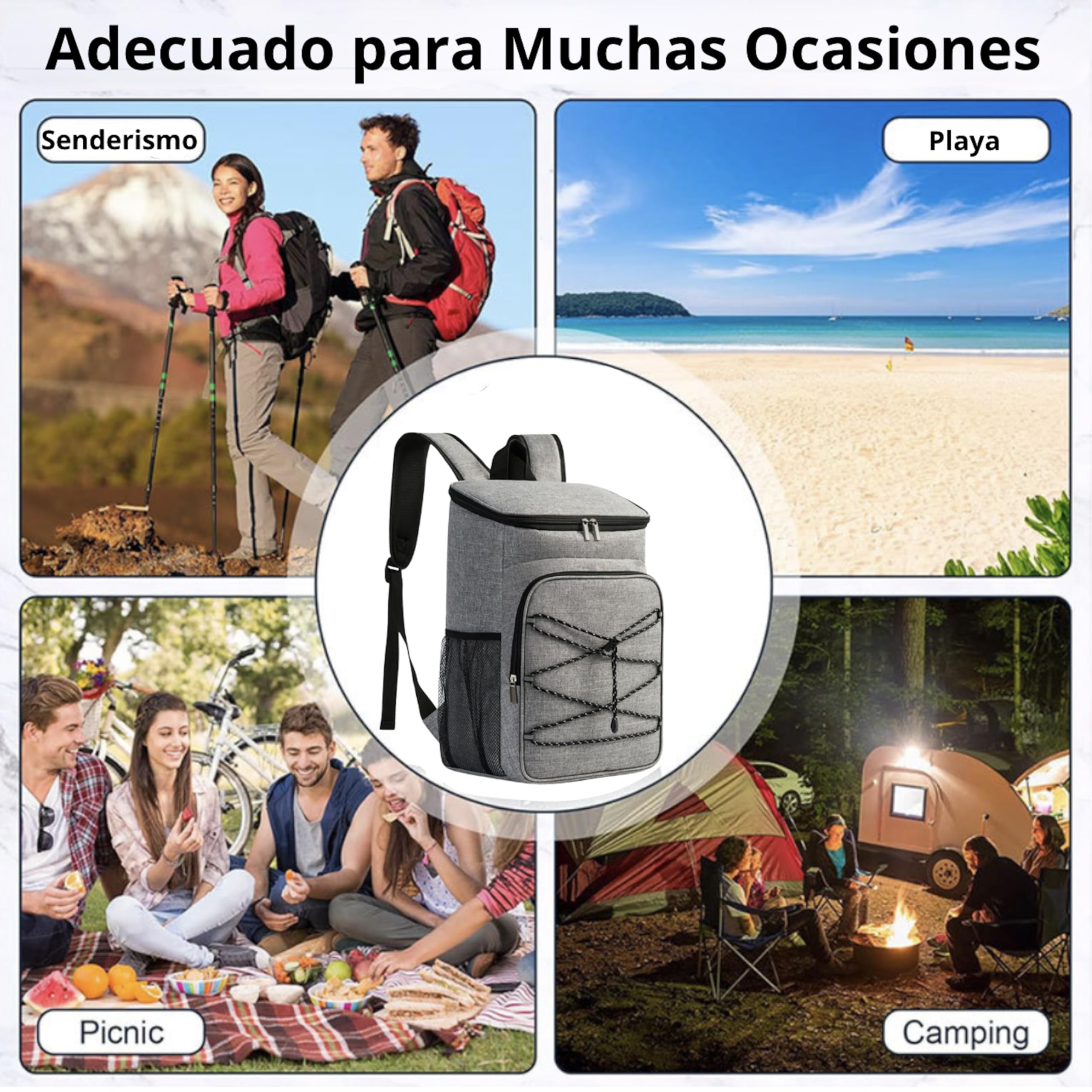 Zaino frigorifero isotermico - Borsa da picnic 23 l, grande frigorifero da spiaggia termico, impermeabile, a prova di perdite, mantiene la temperatura calda, valigia ampia, Cooler portatile, ghiaccio