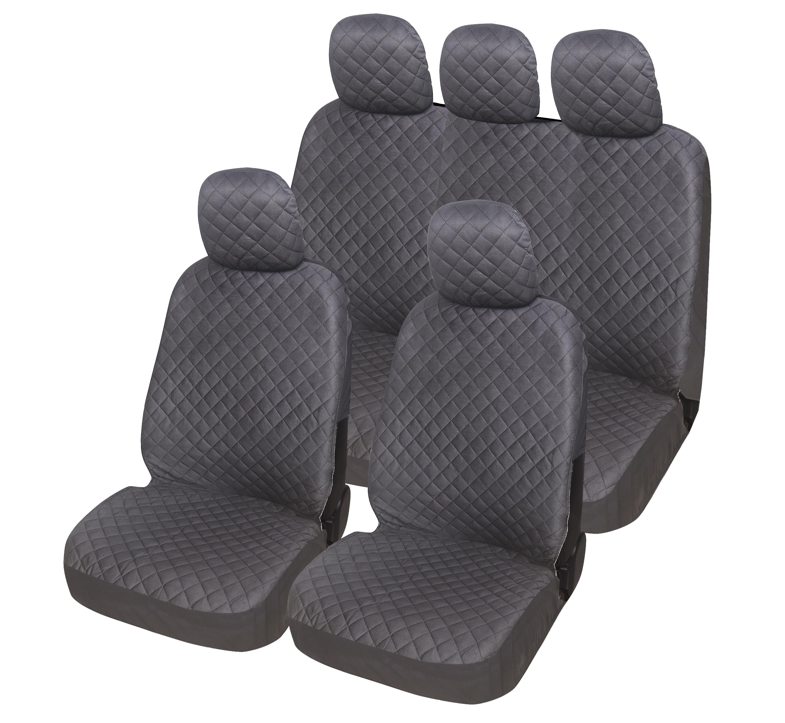 Lupex Shop Trap_Gs Coprisedili Auto Universale Trapuntato Grigio Scuro, Set Copri-Sedile fodere per Anteriori e Posteriori, Accessori Interni Auto