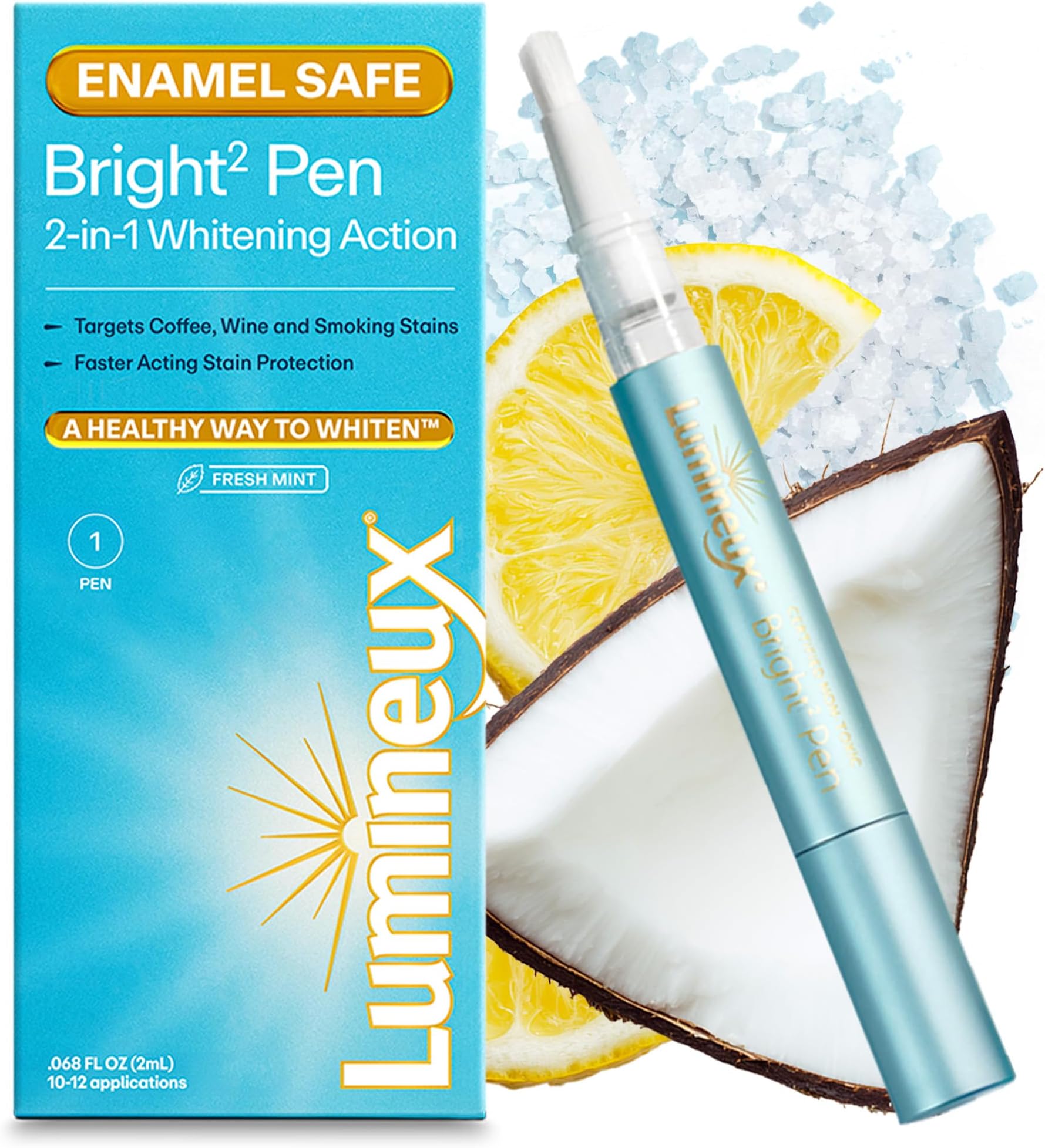 2-in-1 Whitening Pen (1 Pack) Enamel Safe and Clinically Proven to Whiten Without The Sensitivity - Removes Coffee, Tea, and Smoking Stains