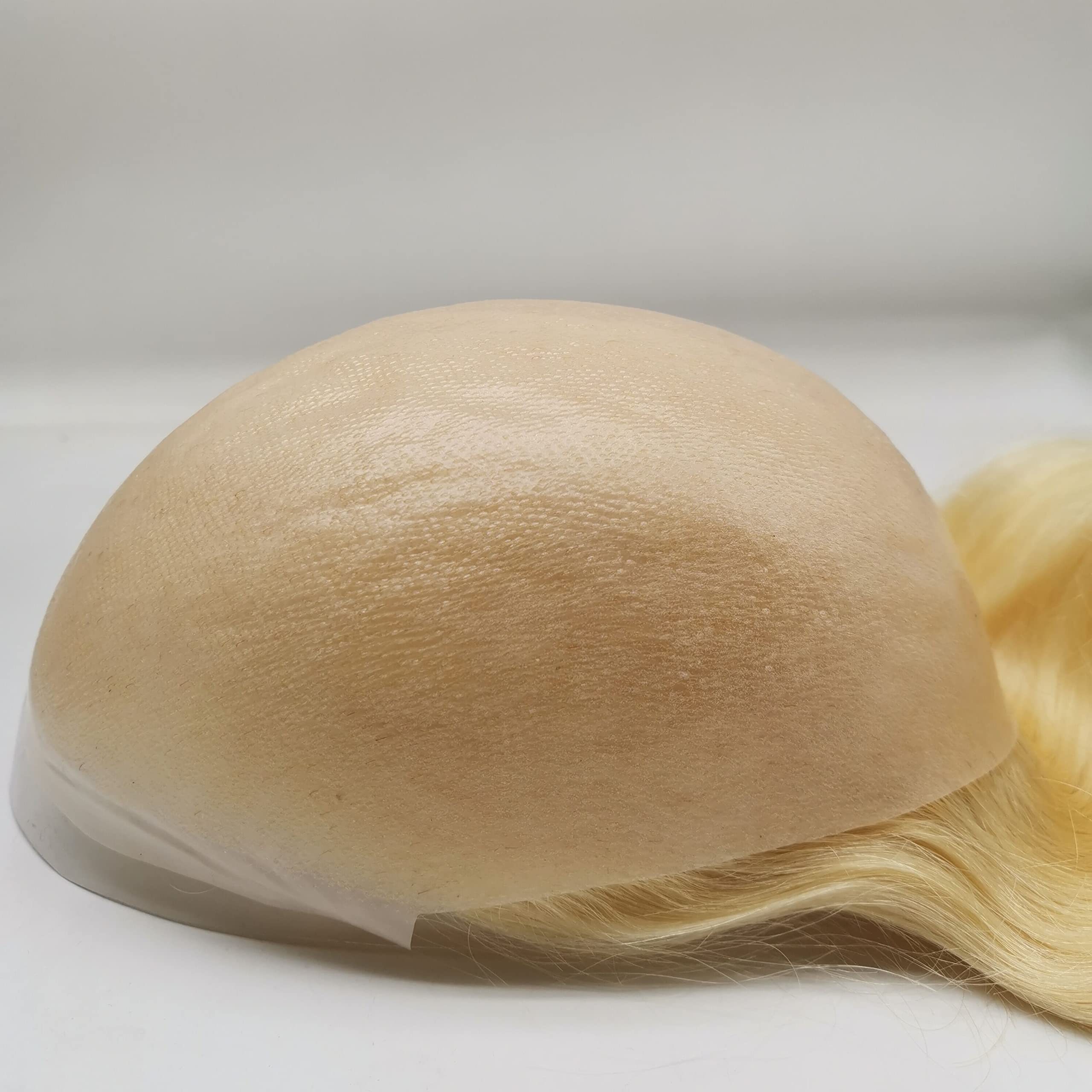 NLW Human Hair Toupee for men 0.04mm PU Skin Silicone toupee Hair prosthesis hair replacement system Gents hair piece Straight hair piece for man 10x8" base Men's wig (# 613 Blonde) - Image 2
