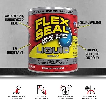 Flex Seal Liquid Rubber Sealant Coating, Waterproof, Gray, 128 oz